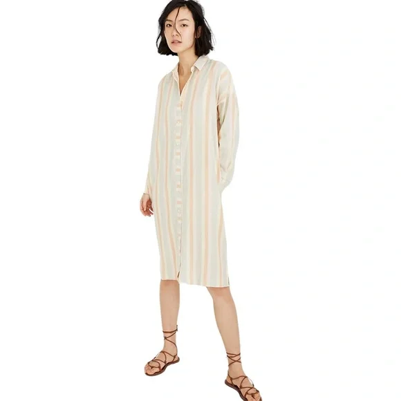 madewell striped tunic shirt dress Madewell Long Sleeve Tunic Striped Shirt Dress Size Small